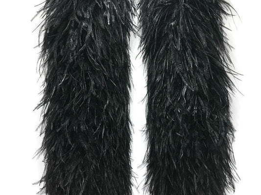 2 Yards - 10 Plys Black Ostrich Extra Large Heavyweight Feather Boa