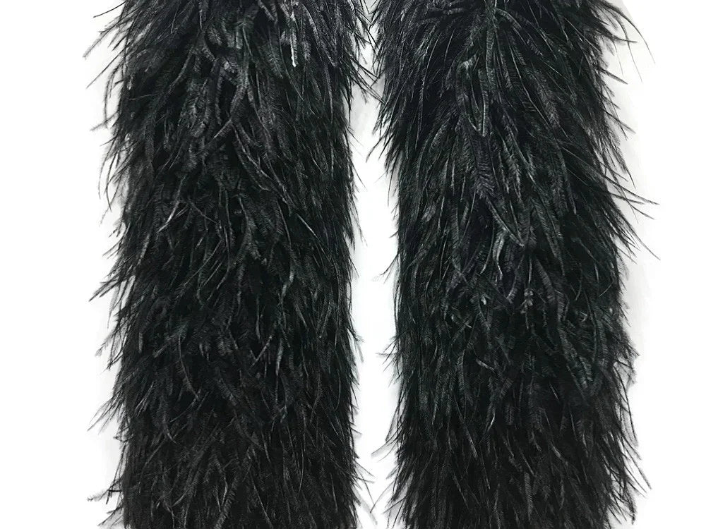 Fluffy black ostrich feathers for fashion and DIY craft decor.