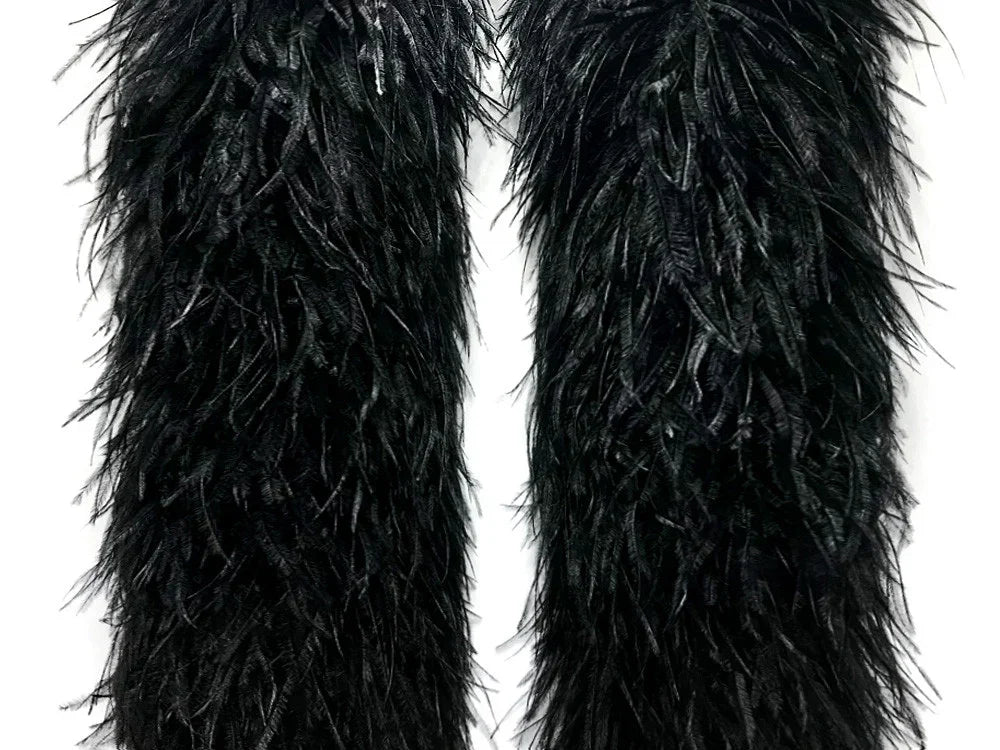 Long black ostrich feathers for fashion and DIY craft decor.