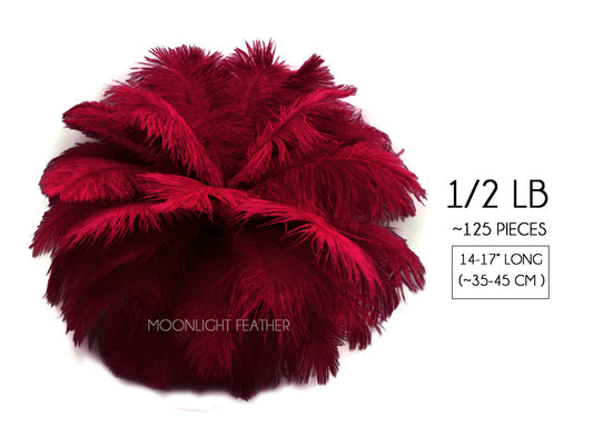 1/2 lb. - 14-17" Burgundy Ostrich Large Body Drab Wholesale Feathers (Bulk)