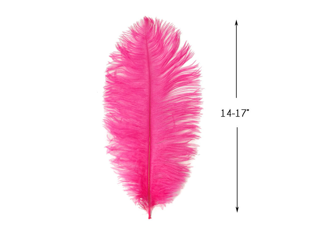 10 Pieces - 14-17" Hot Pink Ostrich Dyed Drab Body Feathers