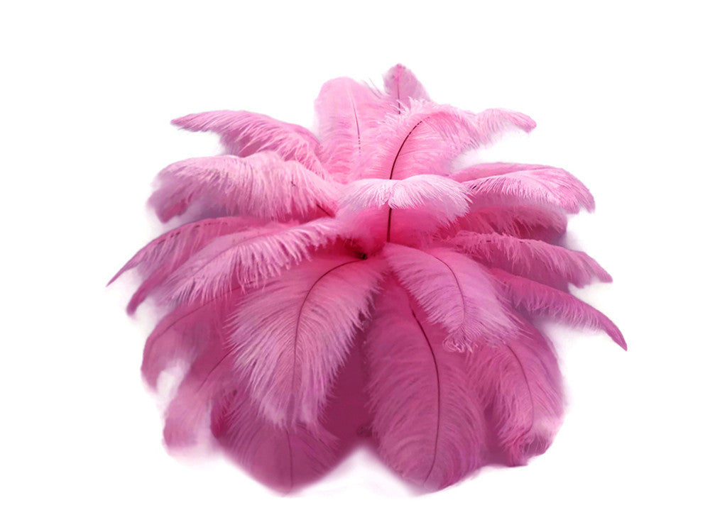 10 Pieces - 17-19" Candy Pink Large Bleached & Dyed Ostrich Drabs Body Feathers