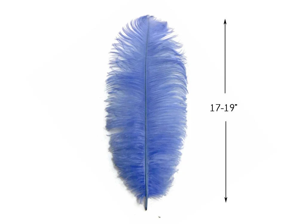 Single 17-19 inch blue ostrich feather for crafts and fashion décor