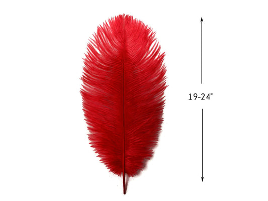10 Pieces - 19-24" Red Ostrich Dyed Drabs Body Feathers