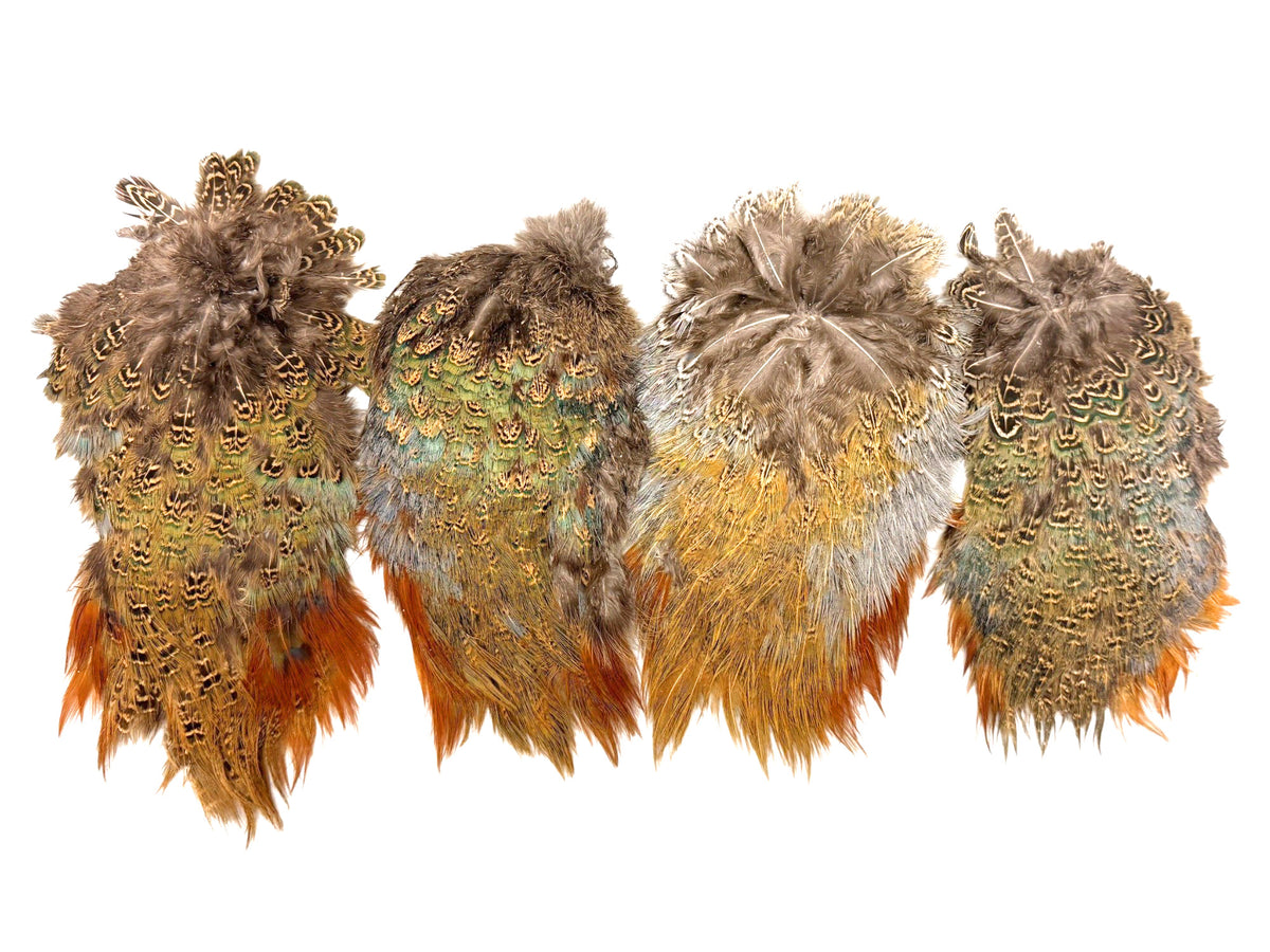 1 Piece - Grade #2 Natural Ringneck Pheasant Complete Rump Patch Feather Pelt