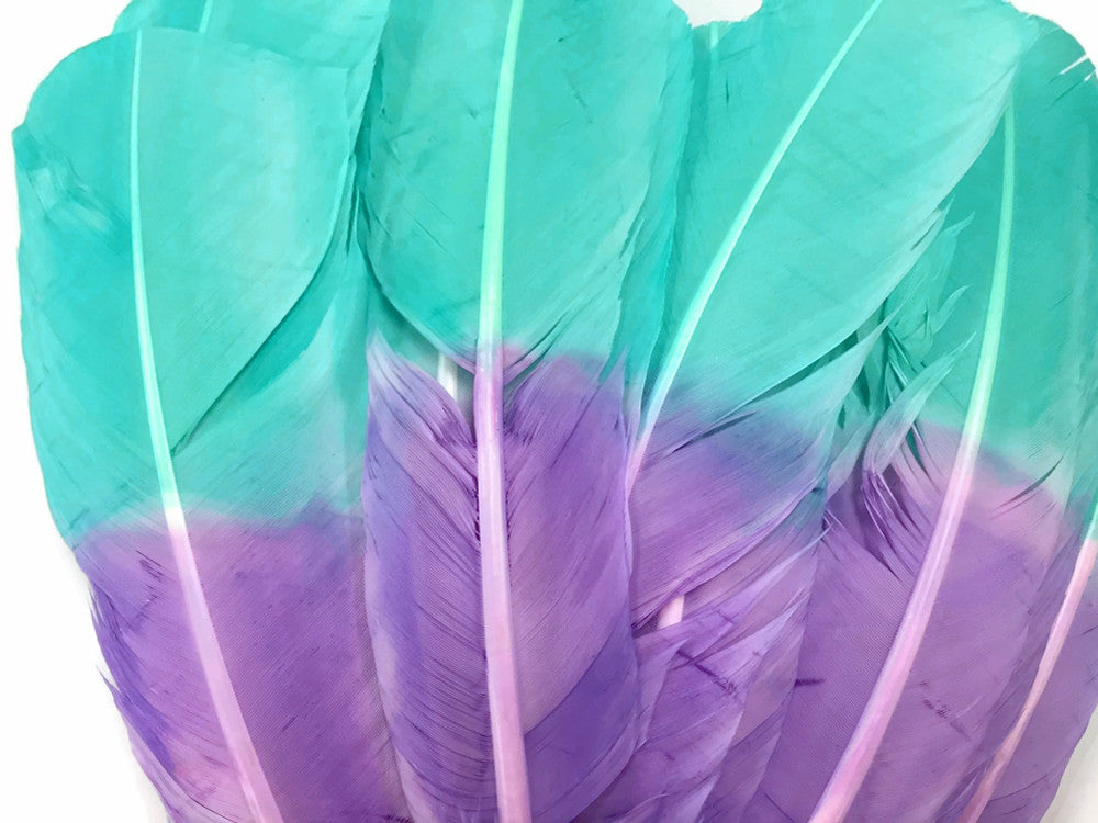 1/4 Lb - Lavender Mint Two Tone Turkey Rounds Tom Wing Quill Secondary Wholesale Feathers (Bulk)