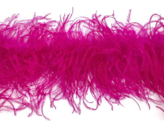 2 Yards - Hot Pink 3 Ply Ostrich Medium Weight Fluffy Feather Boa