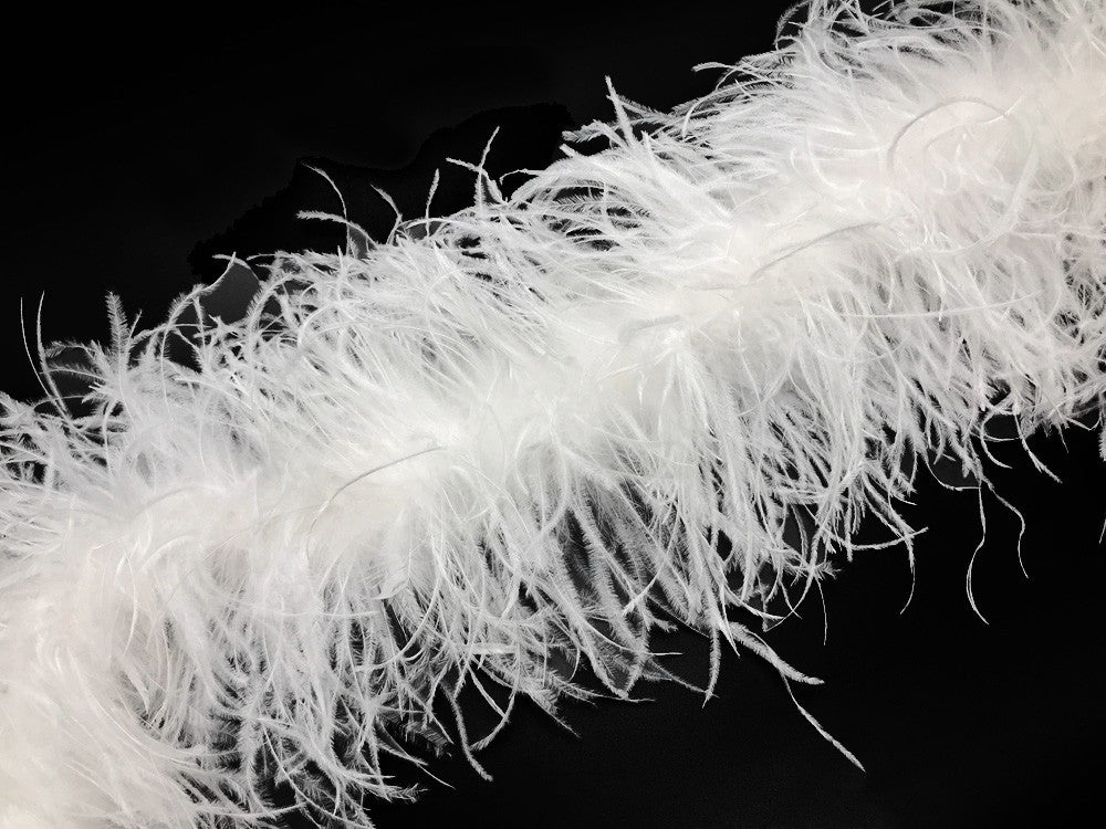 2 Yards - Snow White 3 Ply Ostrich Medium Weight Fluffy Feather Boa