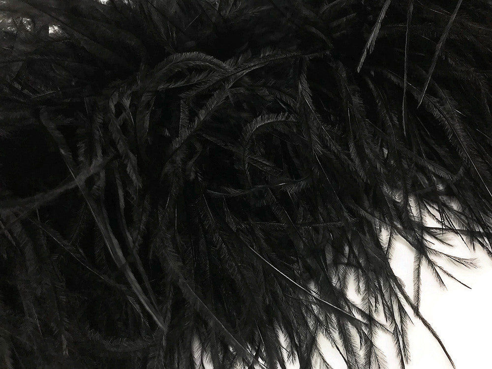 2 Yards - 5 Ply Black Heavy Weight Ostrich Fluffy Feather Boa