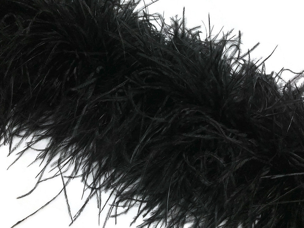 2 Yards - 5 Ply Black Heavy Weight Ostrich Fluffy Feather Boa