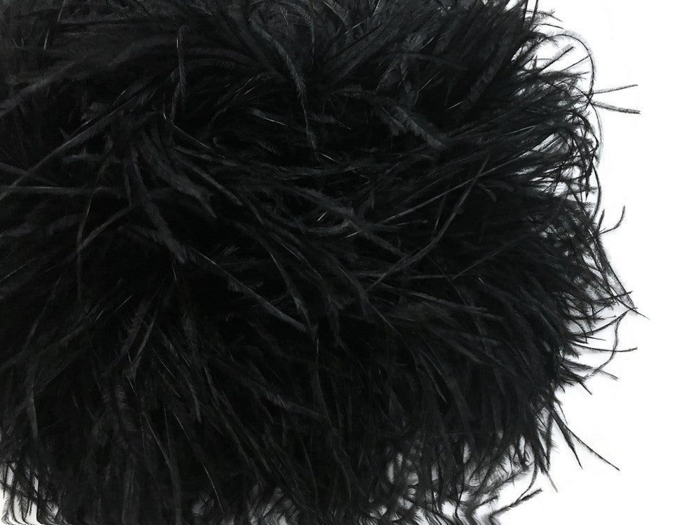 2 Yards - 5 Ply Black Heavy Weight Ostrich Fluffy Feather Boa