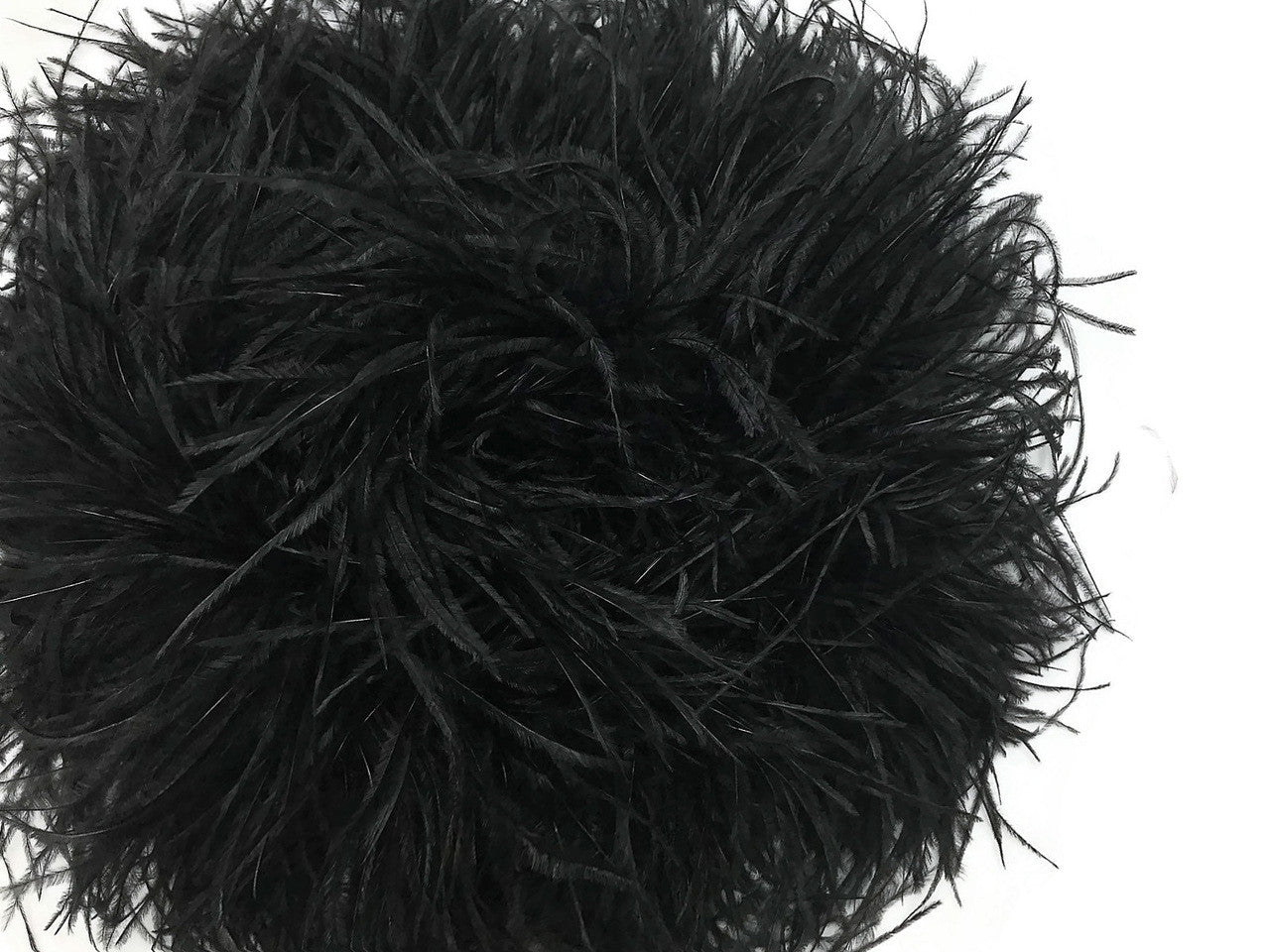 2 Yards - 5 Ply Black Heavy Weight Ostrich Fluffy Feather Boa