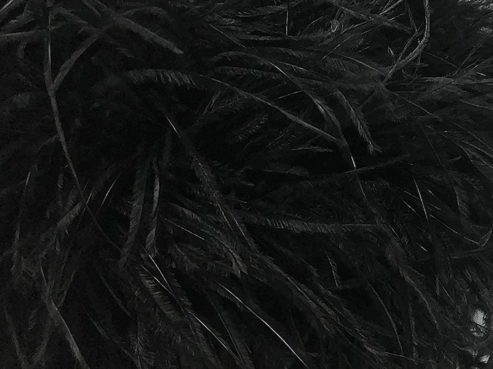 2 Yards - 5 Ply Black Heavy Weight Ostrich Fluffy Feather Boa