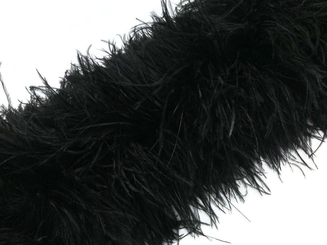 2 Yards - 5 Ply Black Heavy Weight Ostrich Fluffy Feather Boa