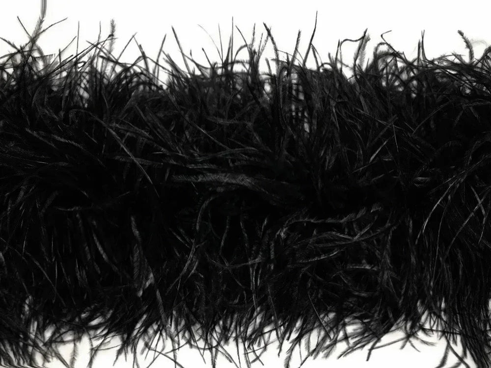 Luxurious black ostrich feathers for fashion crafts and DIY décor accessories.