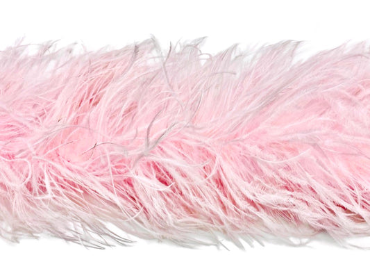 2 Yards - 5 Ply Light Pink Heavy Weight Ostrich Fluffy Feather Boa