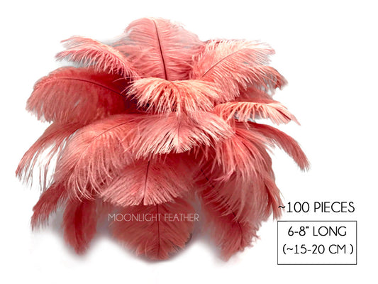 100 Pieces - 6-8" Pink Blush Ostrich Drabs Body Wholesale Feathers (Bulk)