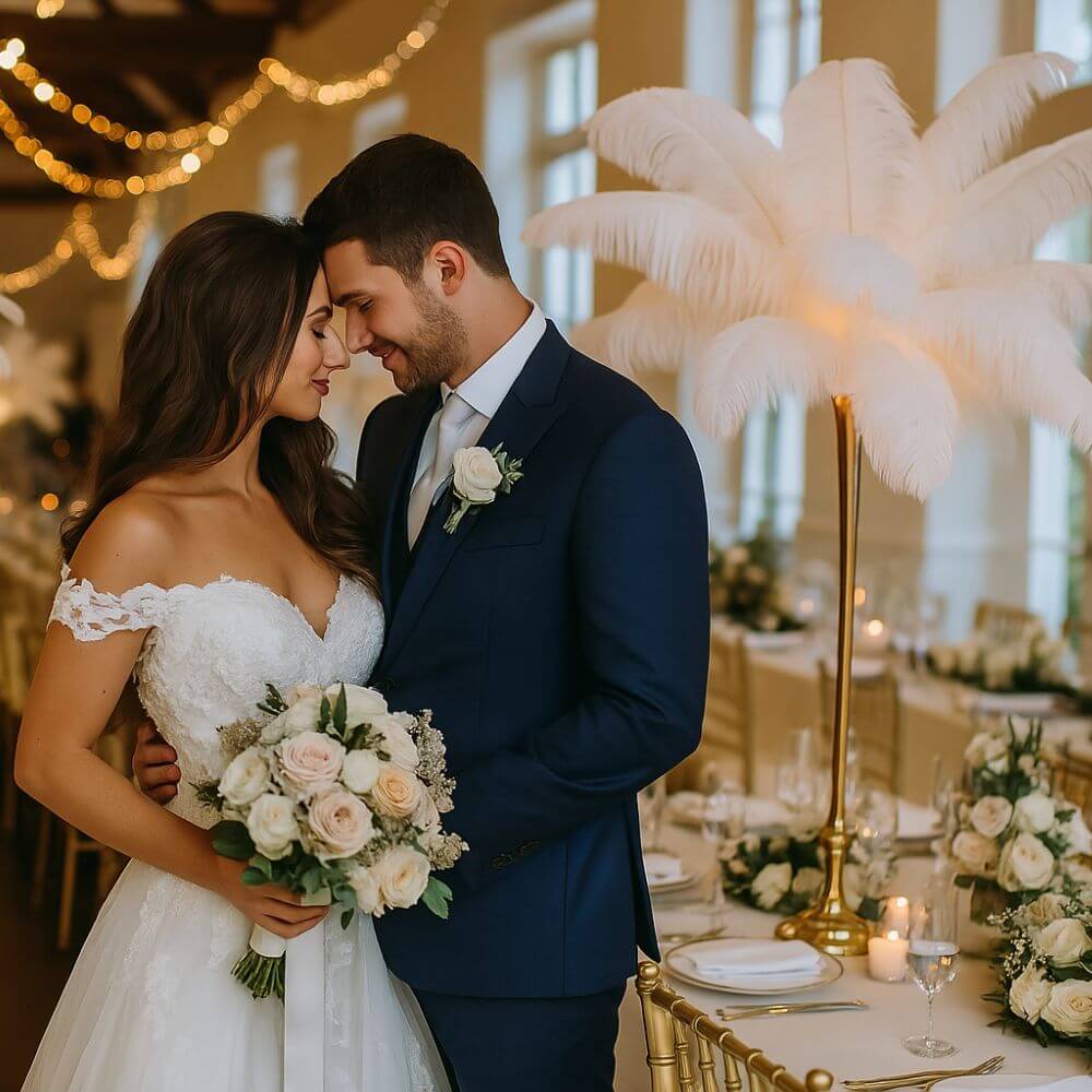 1/2 Lb - 18-24" White Prime Grade Large Ostrich Wing Plume Wholesale Feathers (Bulk)