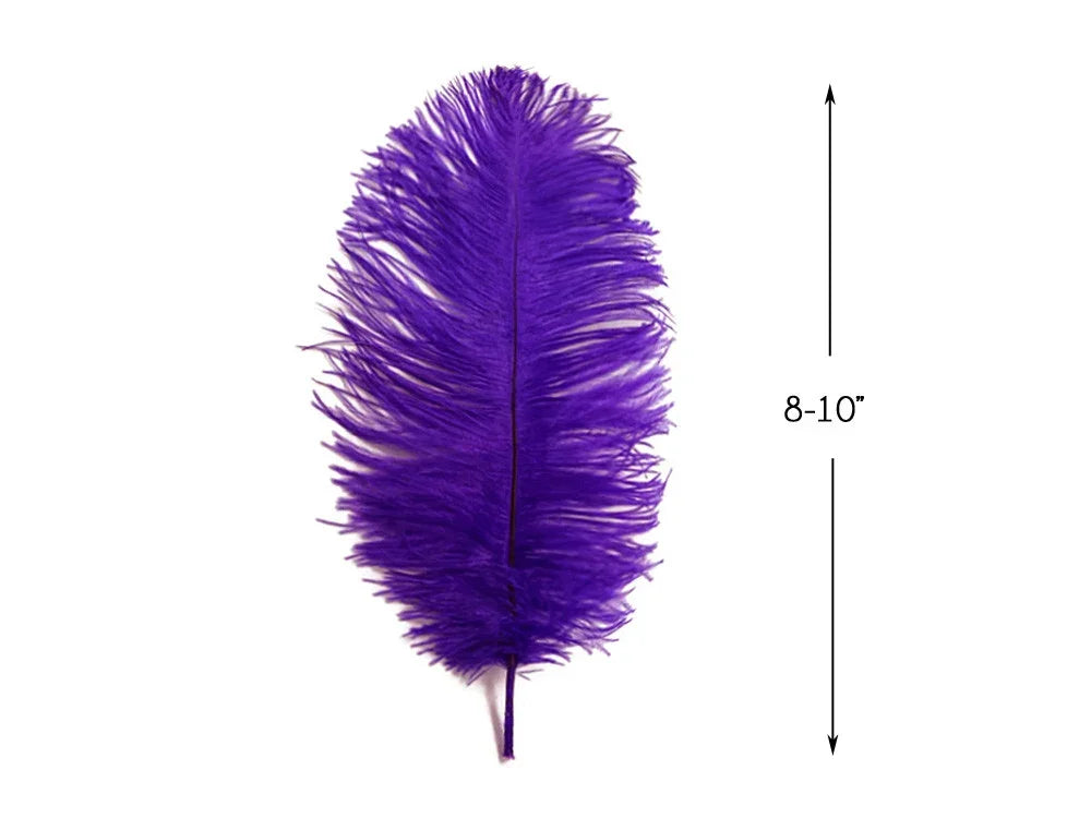 Vibrant purple craft feather, 8-10 inches long, for DIY fashion and décor.