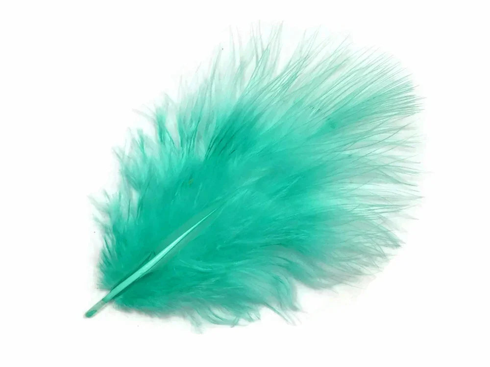 Vibrant teal dyed craft feather for DIY fashion and décor projects