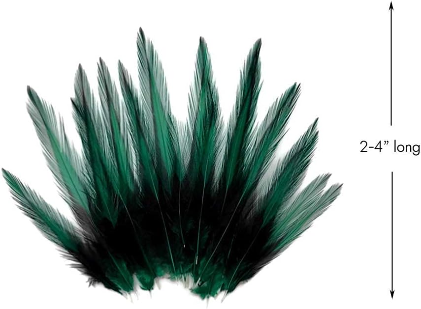10 Pieces - Peacock Green Dyed BLW Laced Short Rooster Cape Whiting Farms Feathers