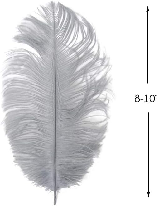 10 Pieces - 14-17" Silver Gray Ostrich Dyed Drab Body Feathers