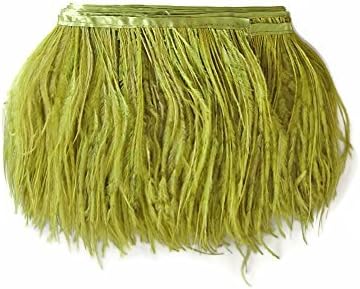 1 Yard - Olive Green Ostrich Fringe Trim Wholesale Feather (Bulk)