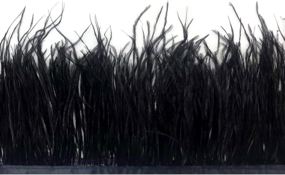 10 Yards - Black Ostrich Fringe Trim Wholesale Feather (Bulk)