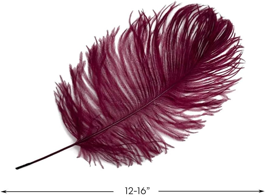 1/2 Lb - 12-16" Burgundy Ostrich Tail Wholesale Fancy Feathers (Bulk)