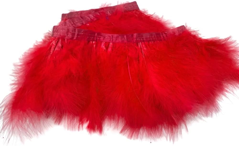 1 Yard - Red Marabou Turkey Fluff Feather Fringe Trim