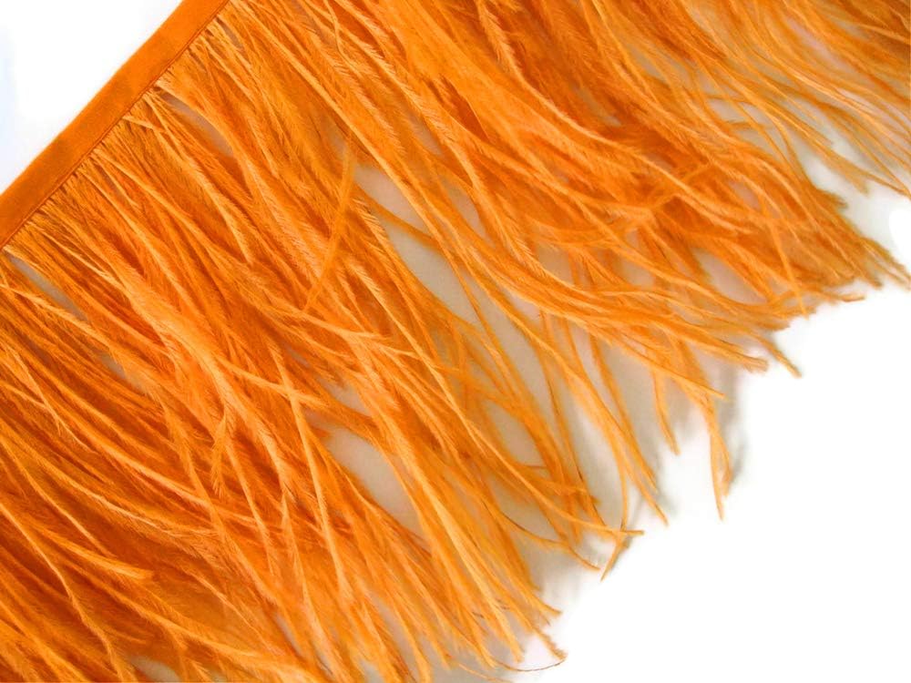 6 Inch Strip - Orange Ostrich Fringe Trim Feather