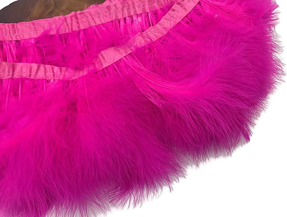1 Yard - Hot Pink Marabou Turkey Fluff Feather Fringe Trim