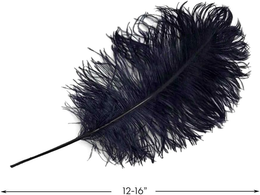 10 Pieces - 12-16" Navy Blue Dyed Ostrich Tail Fancy Feathers
