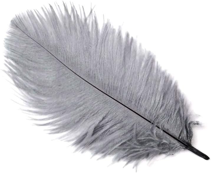 10 Pieces - 11-13" Silver Gray Bleached & Dyed Ostrich Drabs Body Feathers