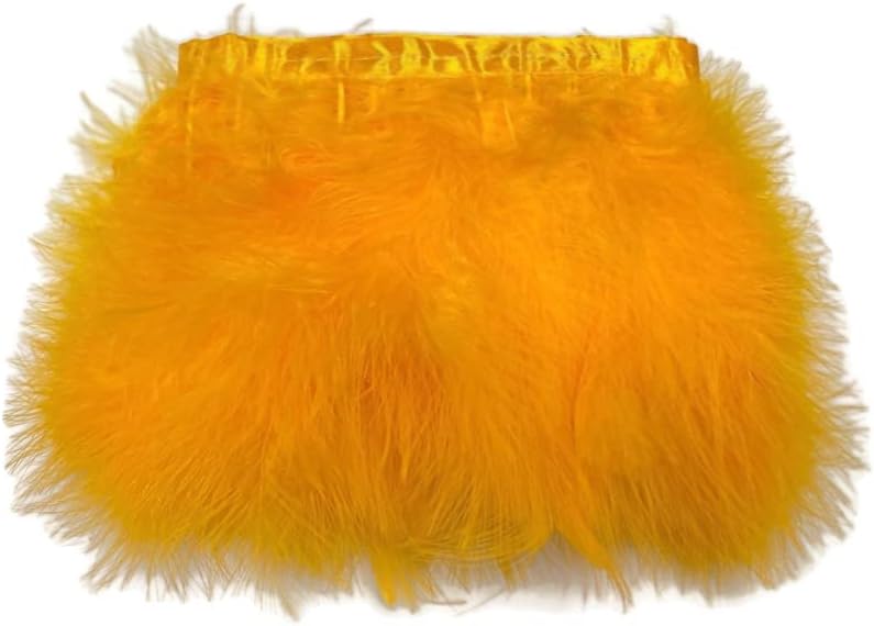 1 Yard - Golden Yellow Marabou Turkey Fluff Feather Fringe Trim