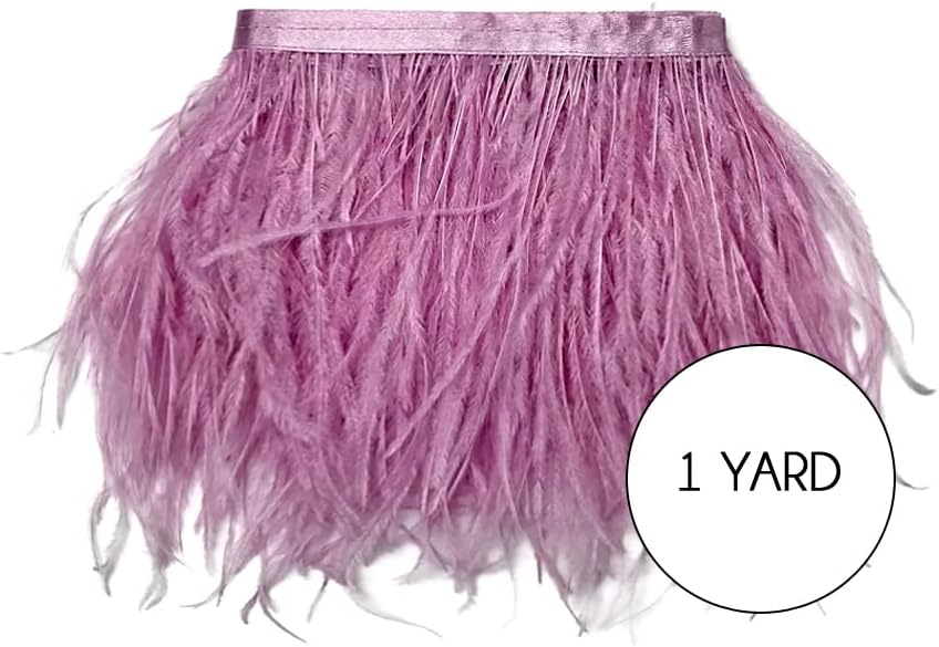 1 Yard - Mauve Purple Ostrich Fringe Trim Wholesale Feather (Bulk)