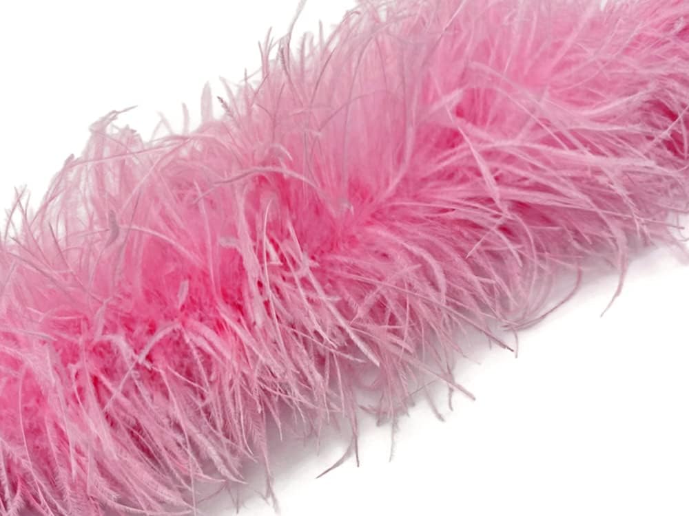 2 Yards - 5 Ply Candy Pink Heavy Weight Ostrich Fluffy Feather Boa