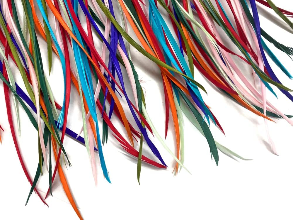 1 Yard - Multicolor Goose Biots Stripped Wing Wholesale Feather Trim