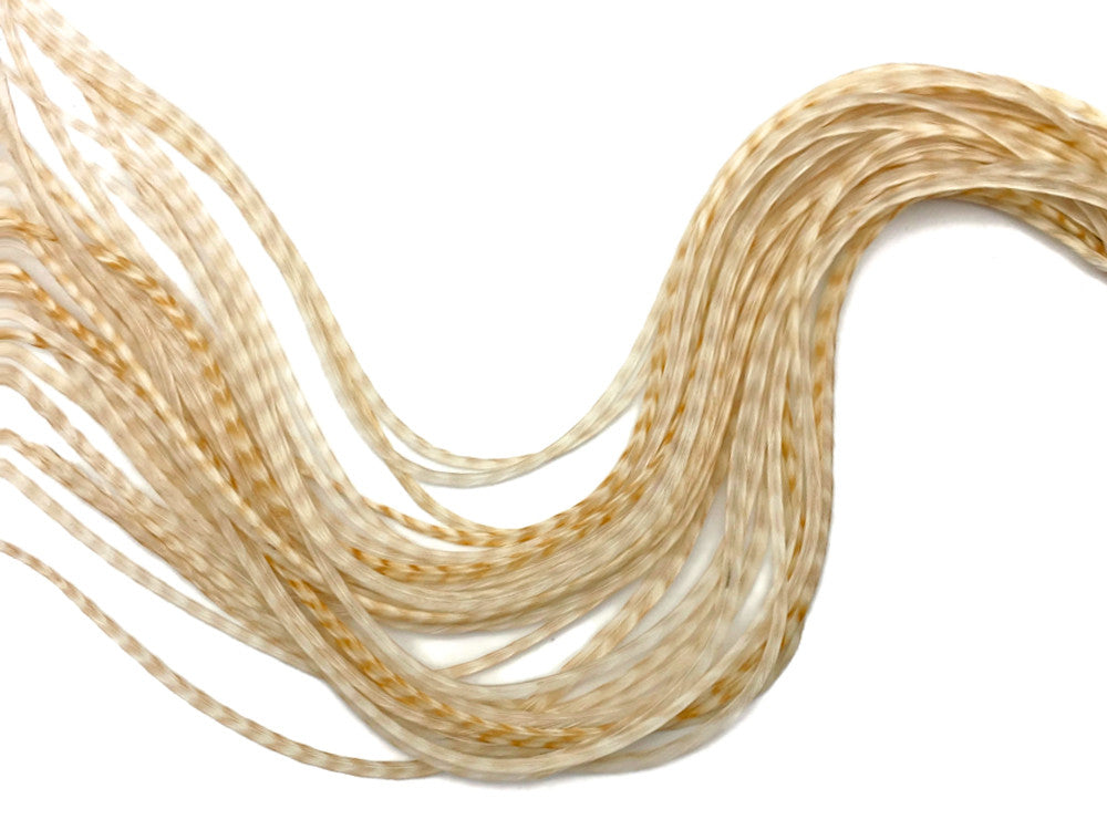 6 Pieces – Extra Long Bleached Grizzly Thin Long Whiting Farm Rooster Saddle Hair Extension Feathers Summer Craft 11.5”