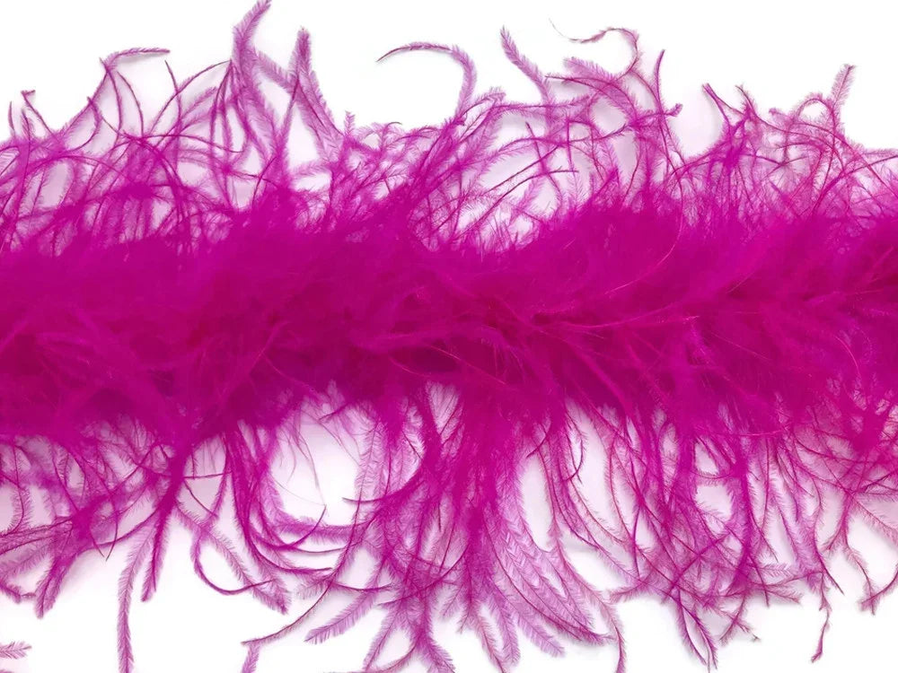 Vibrant magenta pink ostrich feather boa for crafts and fashion decor