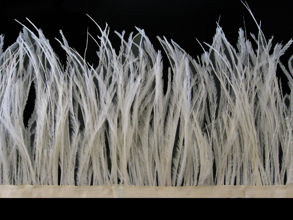 6 Inch Strip - Ivory Ostrich Fringe Trim Feather