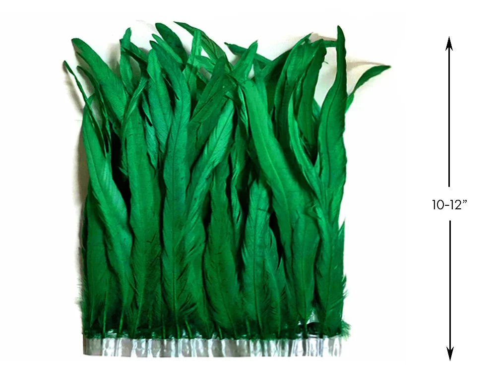 Vibrant green feathers for crafts and fashion decor, 10-12 inches long.
