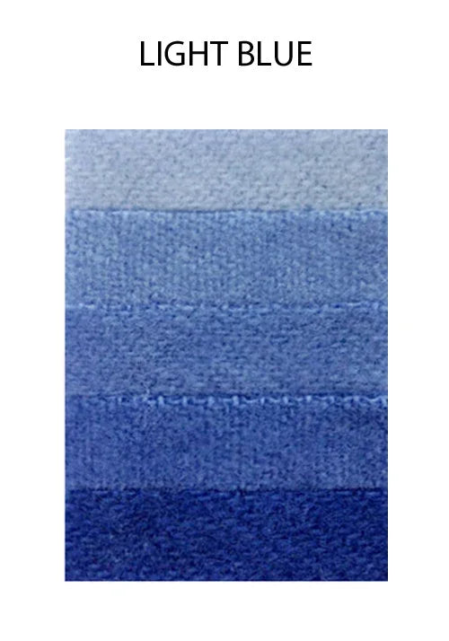 Shades of light blue textured fabric swatches for crafts and DIY projects.