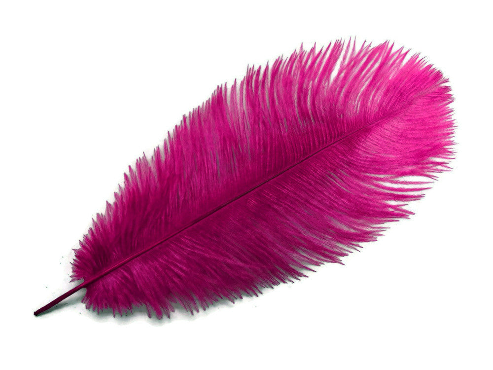 10 Pieces - 14-17" Magenta Ostrich Dyed Drab Body Feathers