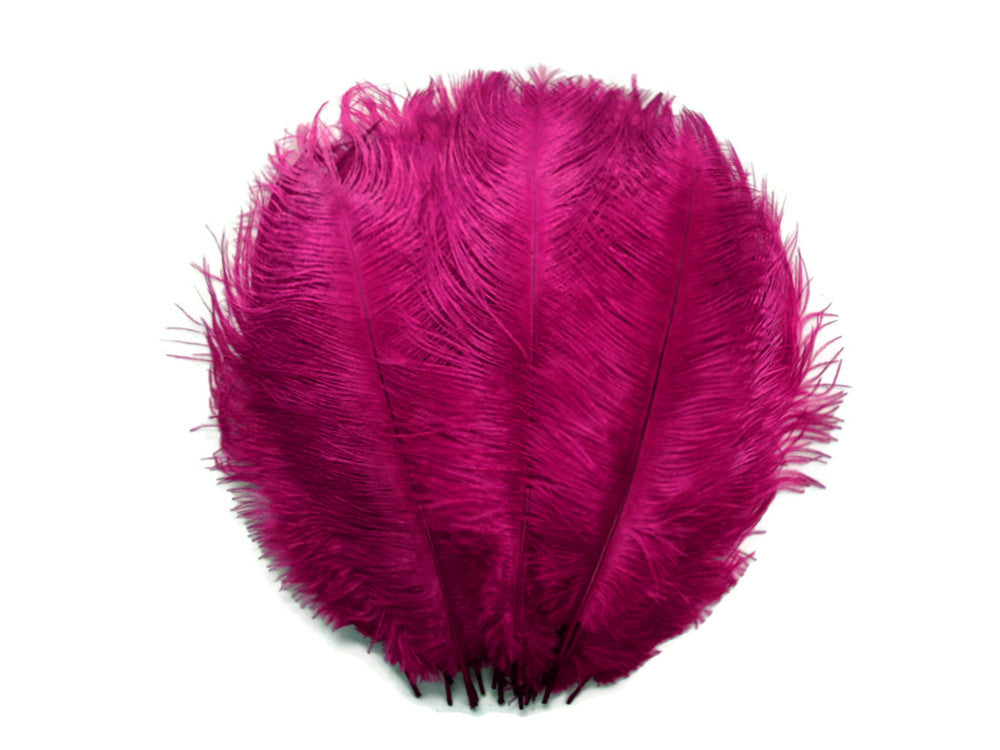 10 Pieces - 14-17" Magenta Ostrich Dyed Drab Body Feathers