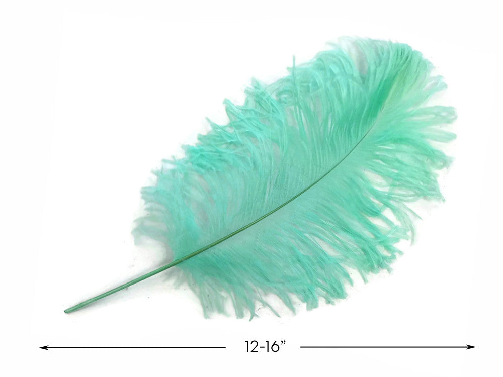 10 Pieces - 12-16" Mint Green Dyed Ostrich Tail Fancy Feathers