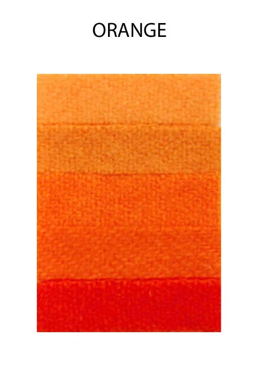 Orange color swatch palette showing various shades from light apricot to deep burnt orange.