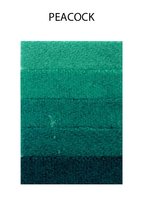 Peacock teal and deep green gradient color palette for craft and fashion supplies.