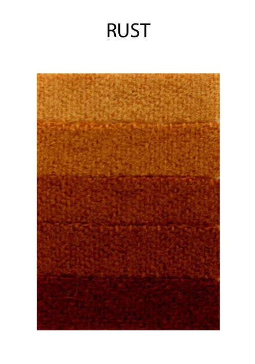 Rust colored textured fabric swatch showing various warm earthy tones.