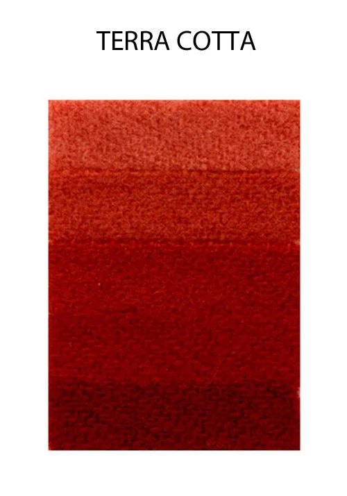 Terra Cotta textured fabric swatch showing a gradient of warm orange and deep red tones.